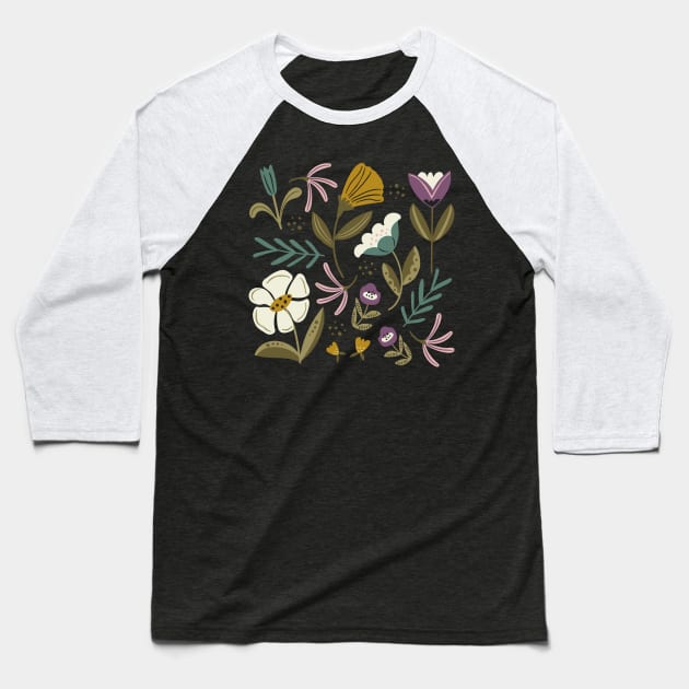 Wild Flowers Baseball T-Shirt by Anna Deegan